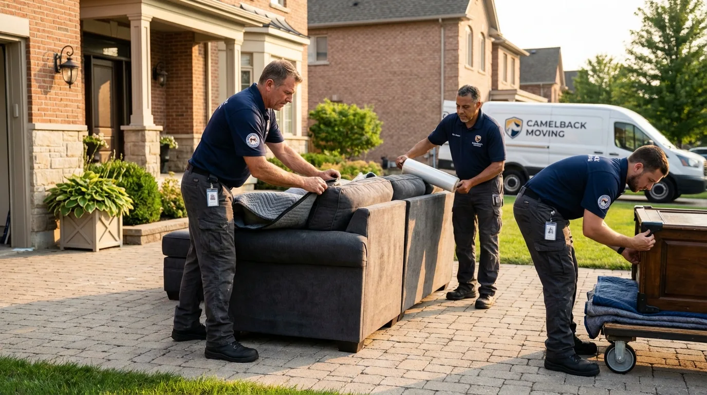 Large estate moving crew wrapping furniture in Sabana Grande, PR