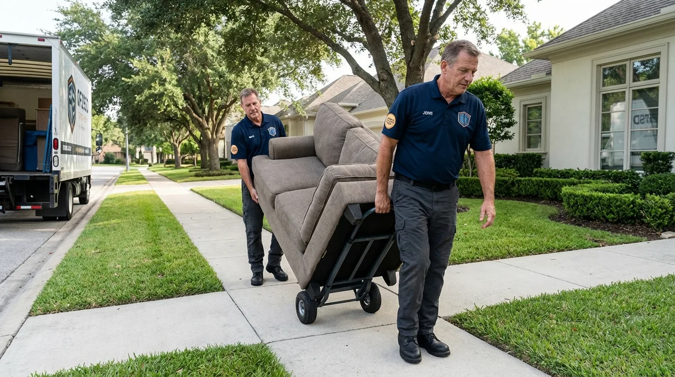 Local residential moving crew loading furniture in Sabana Grande, PR